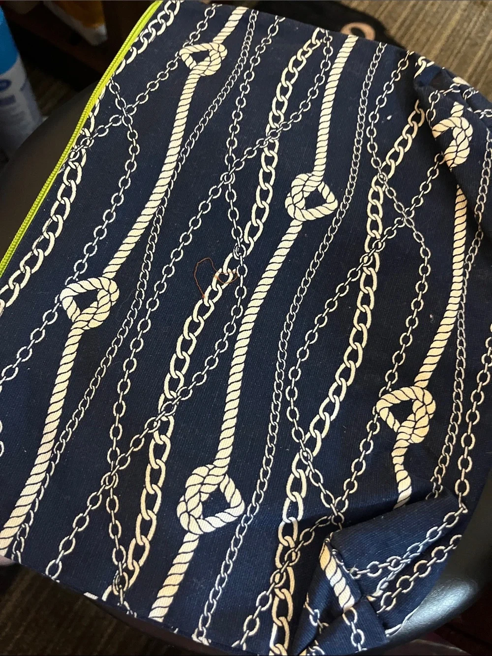 thirty-one Navy Rope Print Cosmetic Pouch with Lime Zipper 41